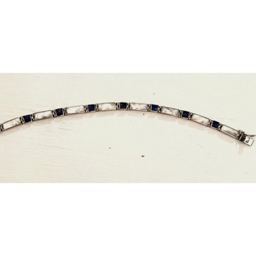 International Silver (956) Lapis Lazuli & Mother of Pearl Bracelet